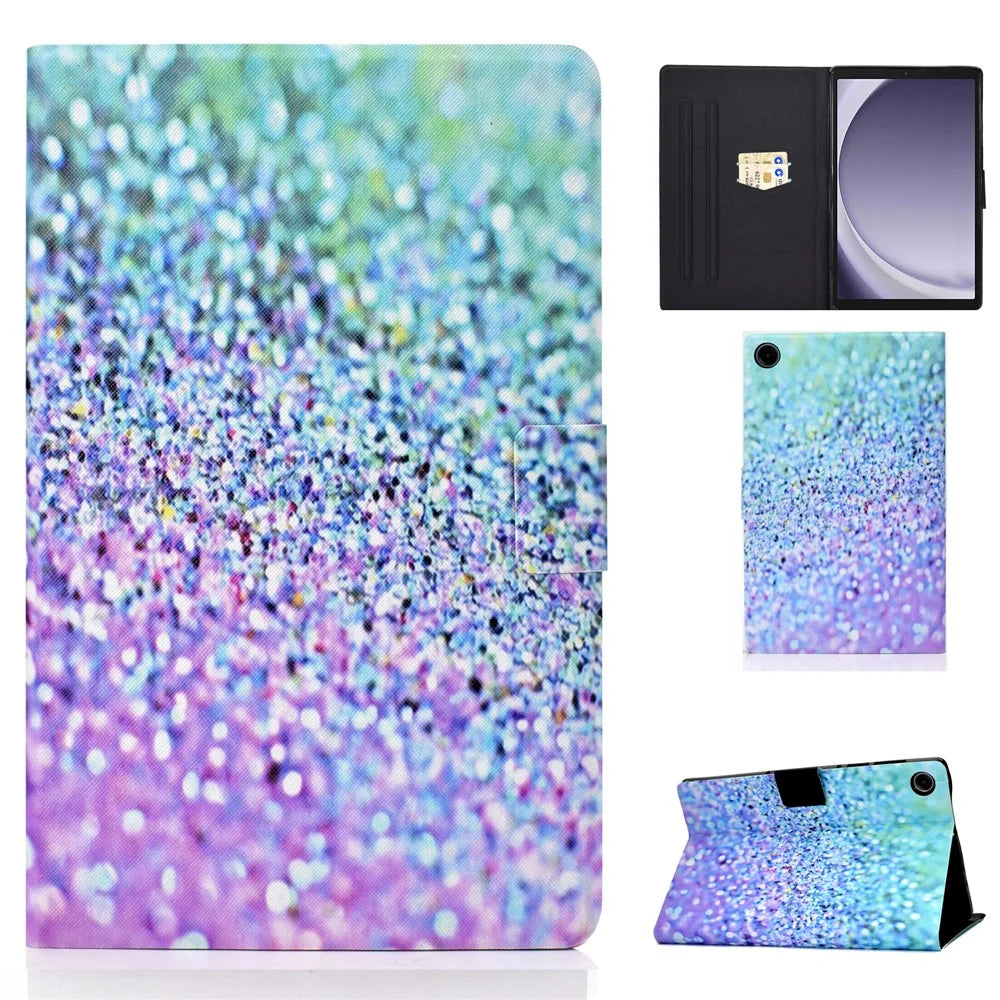 For Samsung Galaxy Tab A11+ / A9+ PU Leather Stand Cover Pattern Printing Tablet Case with Auto Sleep / Wake - Sand - 1
