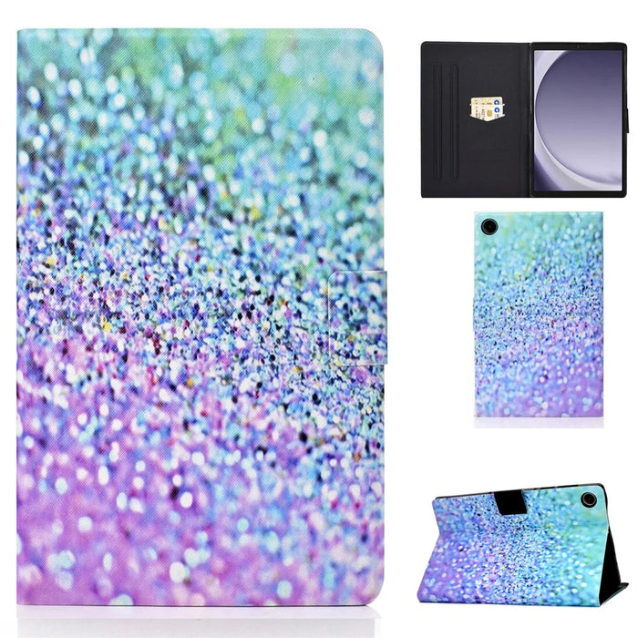 For Samsung Galaxy Tab A11+ / A9+ PU Leather Stand Cover Pattern Printing Tablet Case with Auto Sleep / Wake - Sand - 1