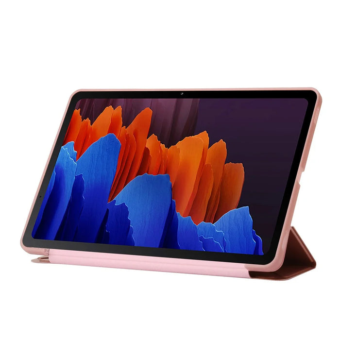 For Samsung Galaxy Tab S9 Case Auto Wake / Sleep Silicone+PU Tablet Cover - Rose Gold - 4