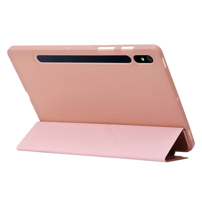 For Samsung Galaxy Tab S9 Case Auto Wake / Sleep Silicone+PU Tablet Cover - Rose Gold - 6