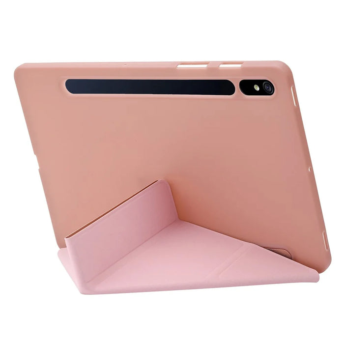 For Samsung Galaxy Tab S9 Case Auto Wake / Sleep Silicone+PU Tablet Cover - Rose Gold - 7