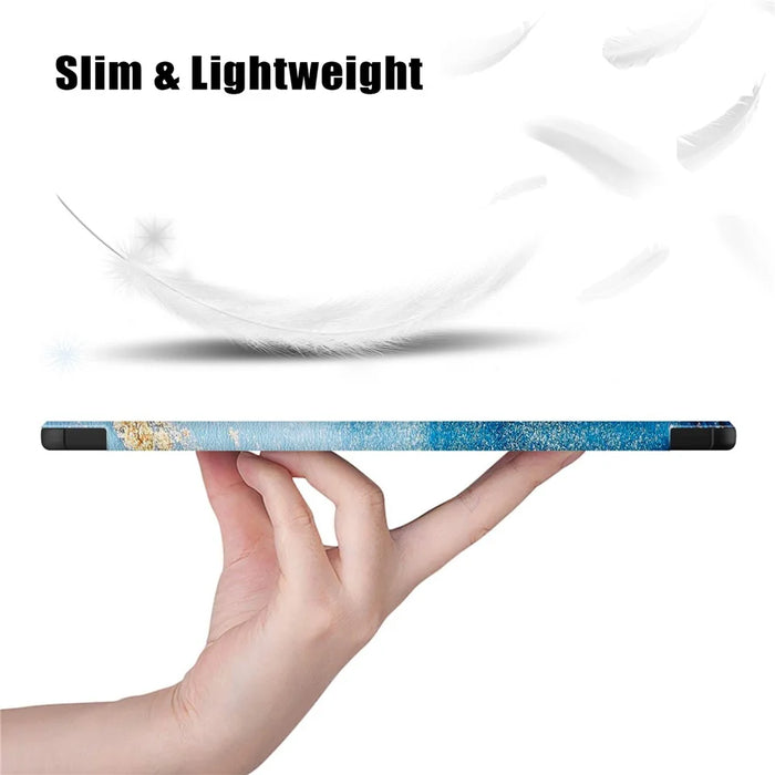 For Samsung Galaxy Tab S9 FE sm-x510 sm-x516 Case Tri-fold Stand Pattern Printing Tablet Cover - Wave - 5