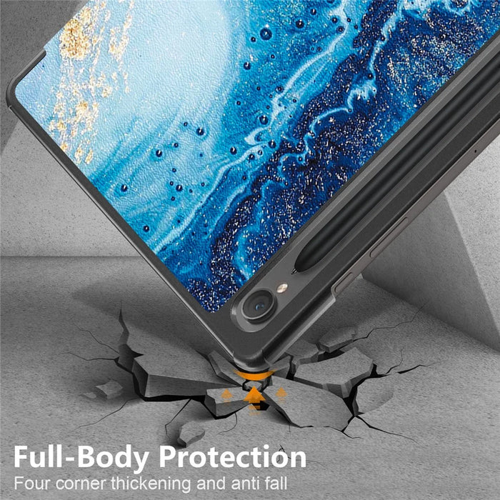 For Samsung Galaxy Tab S9 FE sm-x510 sm-x516 Case Tri-fold Stand Pattern Printing Tablet Cover - Wave - 7