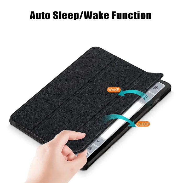 For Samsung Galaxy Tab S9 FE+ SM-x610 / SM-616 Case Leather Tablet Cover with Trifold Stand - Black - 4