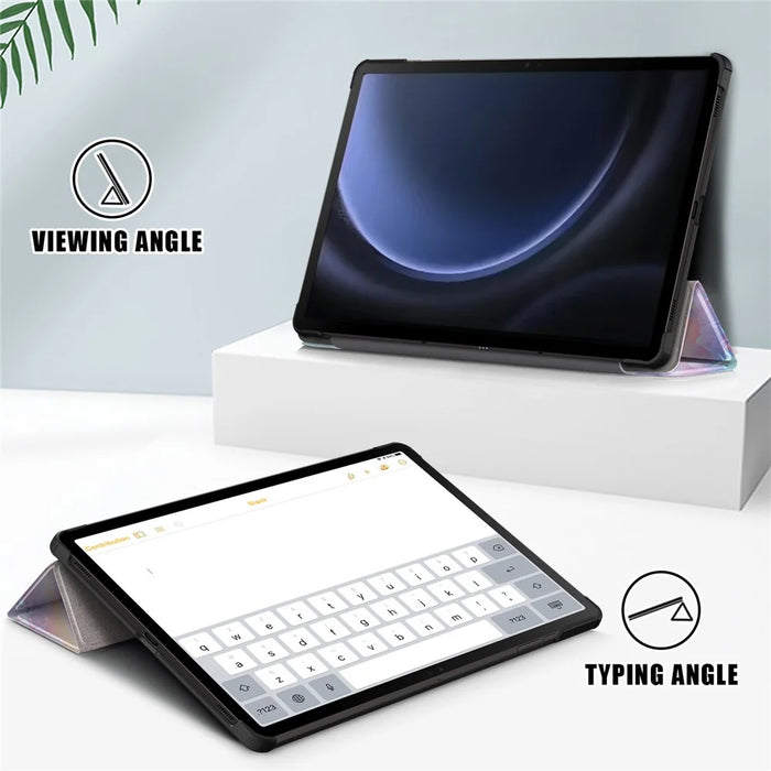 For Samsung Galaxy Tab S9 FE+ SM-x610 / SM-616 Case Tri-fold Stand Leather Tablet Cover - Fantasy Deer - 3