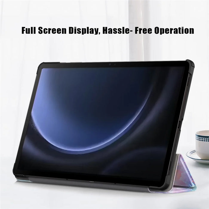 For Samsung Galaxy Tab S9 FE+ SM-x610 / SM-616 Case Tri-fold Stand Leather Tablet Cover - Fantasy Deer - 6