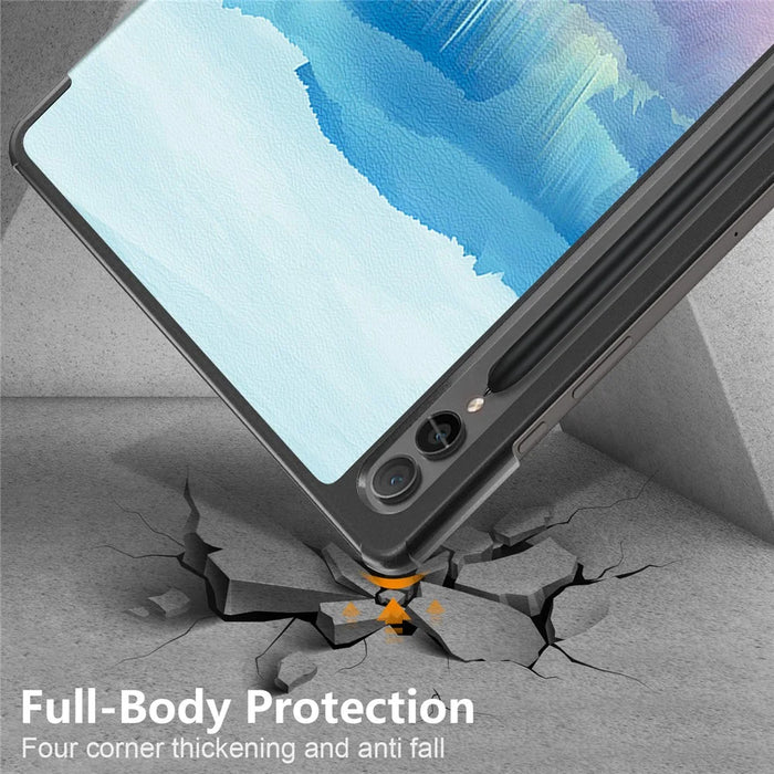 For Samsung Galaxy Tab S9 FE+ SM-x610 / SM-616 Case Tri-fold Stand Leather Tablet Cover - Fantasy Deer - 7