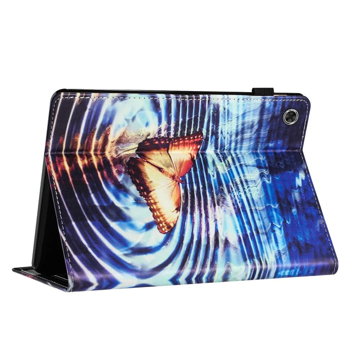 For Samsung Galaxy Tab A11+ / A9+ Stand Protective Cover PU Leather Pattern Printing Tablet Case - Wave Butterfly - 4