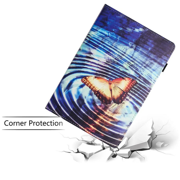 For Samsung Galaxy Tab A11+ / A9+ Stand Protective Cover PU Leather Pattern Printing Tablet Case - Wave Butterfly - 6