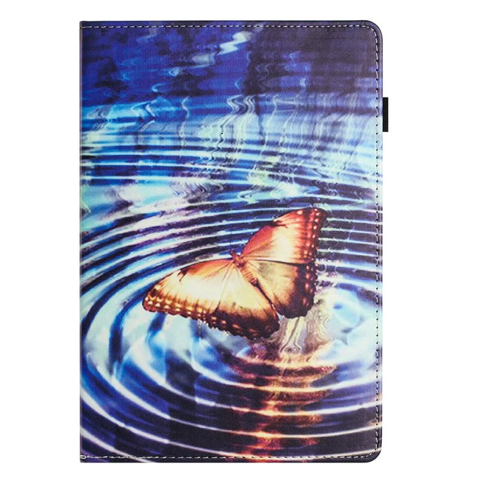 For Samsung Galaxy Tab A11+ / A9+ Stand Protective Cover PU Leather Pattern Printing Tablet Case - Wave Butterfly - 7