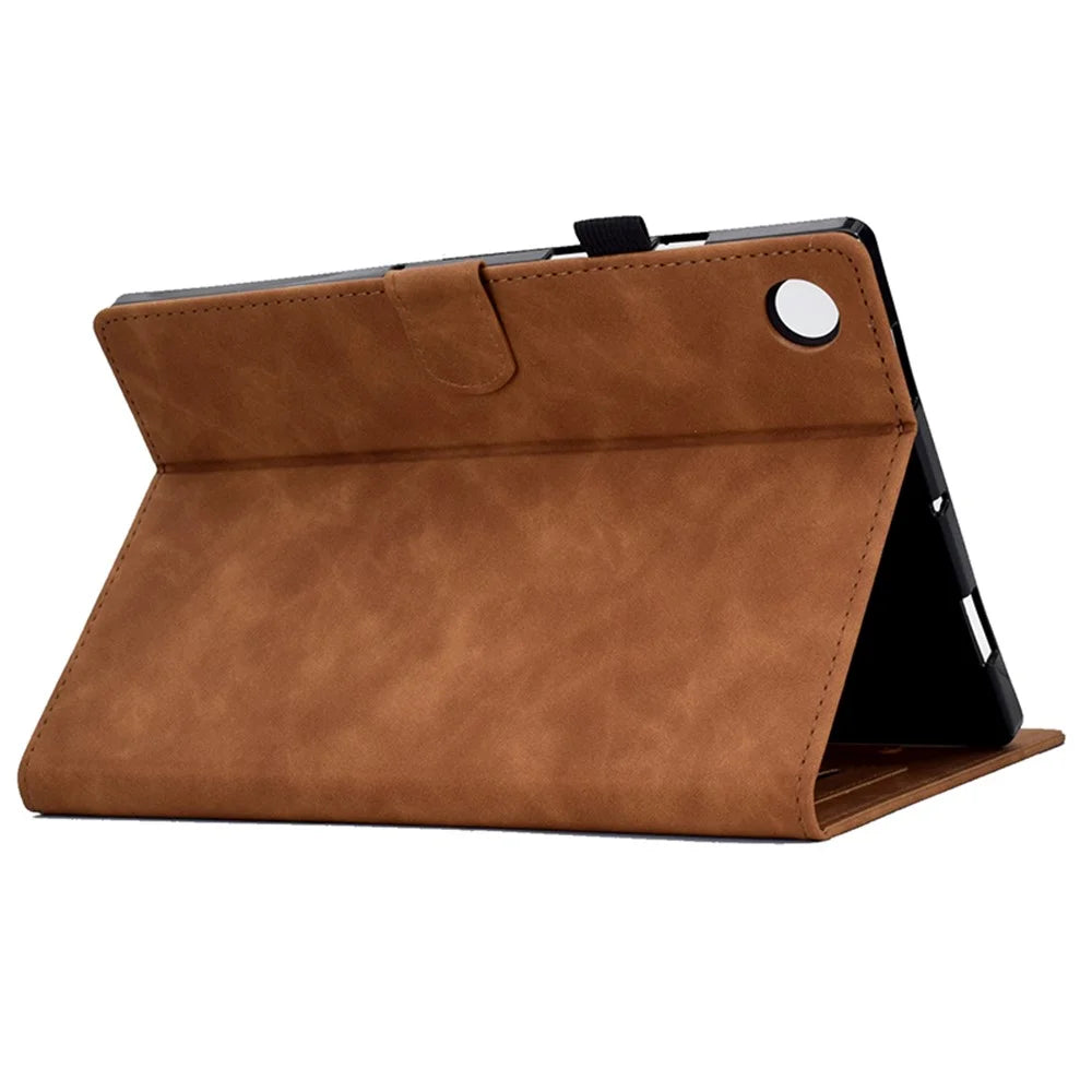 For Samsung Galaxy Tab A9+ Case PU Leather Tablet Cover with Card Holder Stand - Brown - 4