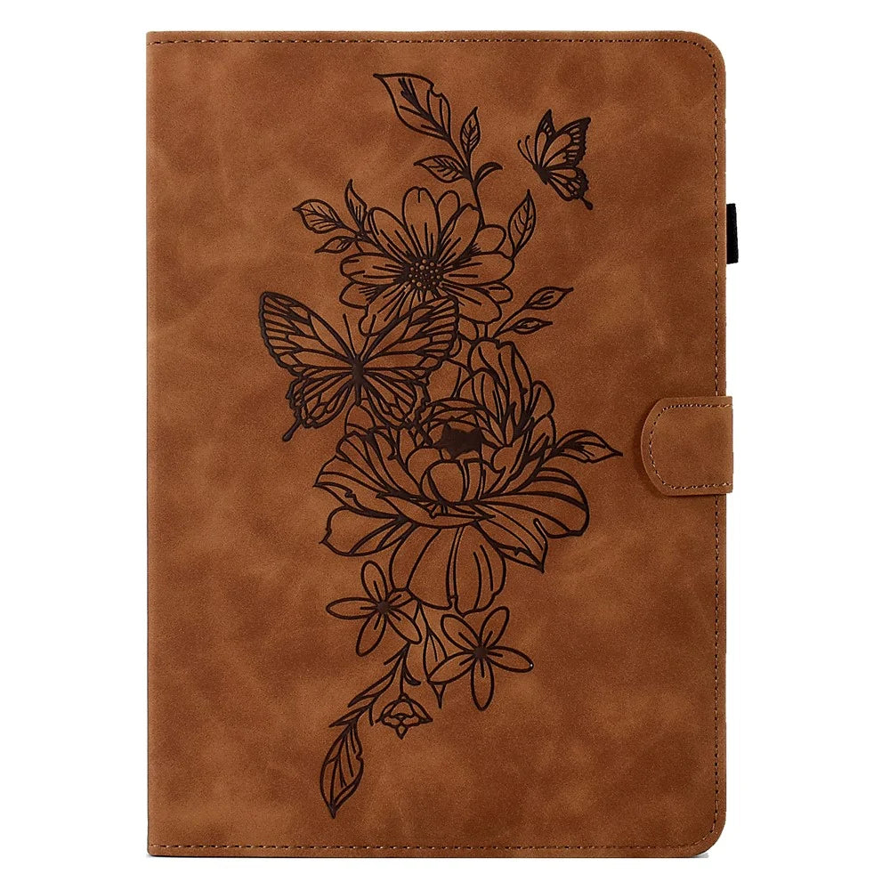 For Samsung Galaxy Tab A9+ Case PU Leather Tablet Cover with Card Holder Stand - Brown - 7