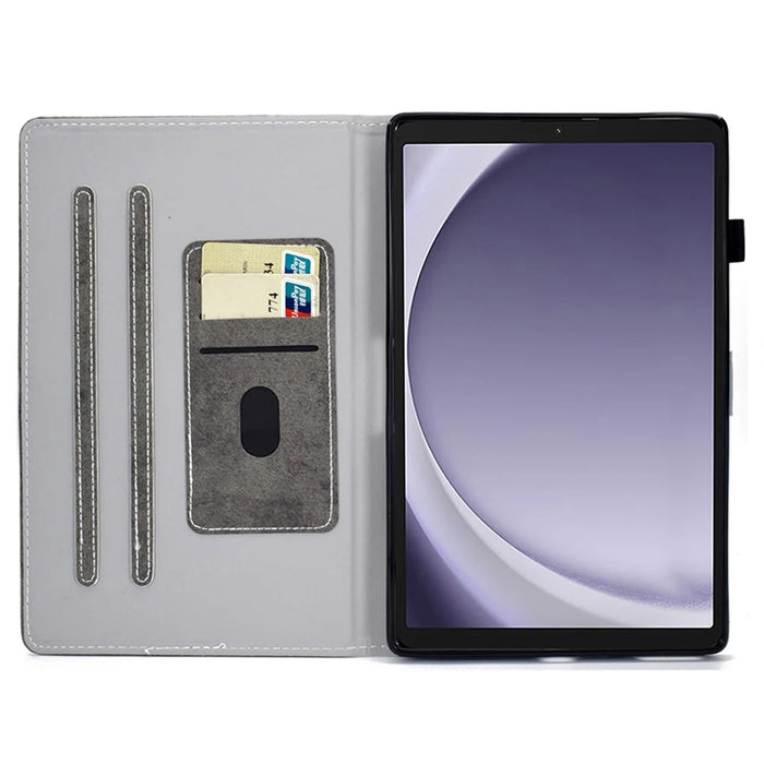 For Samsung Galaxy Tab A9+ Case Cloth Texture Card Slots Tablet Leather Cover - Grey - 2