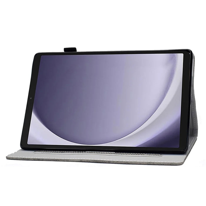 For Samsung Galaxy Tab A9+ Case Cloth Texture Card Slots Tablet Leather Cover - Grey - 3