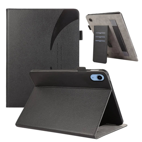 PU Leather Flip Cover for iPad (2025) / 10.9 (2022) Case Card Slot Shockproof Tablet Case - Black - 1