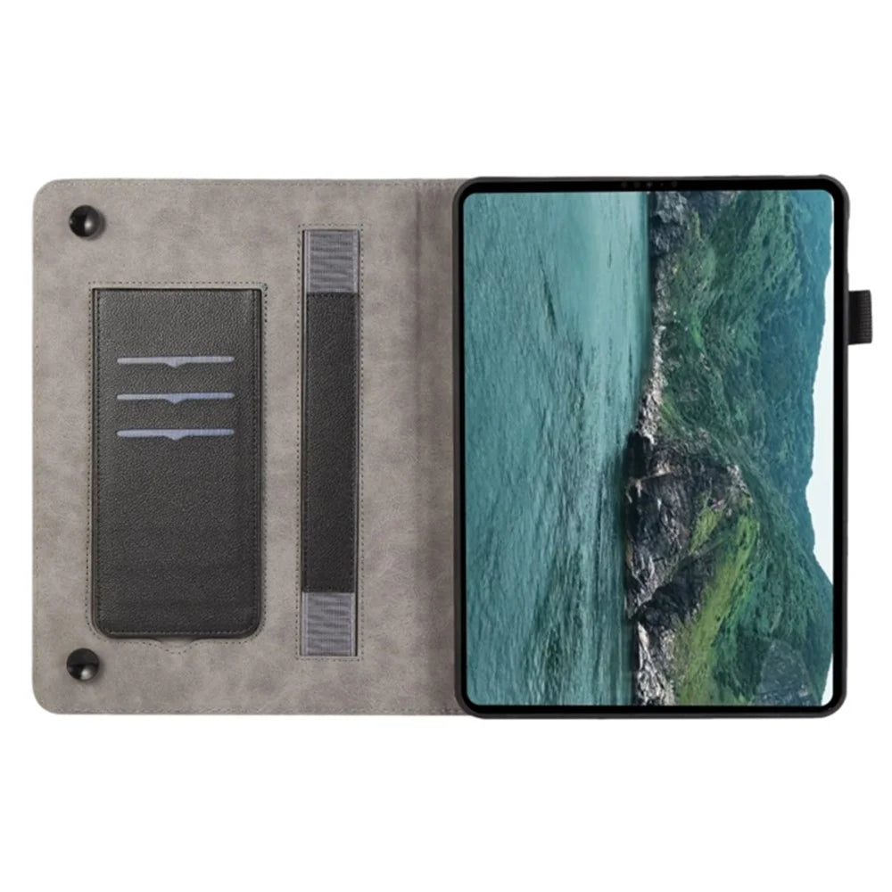 PU Leather Flip Cover for iPad (2025) / 10.9 (2022) Case Card Slot Shockproof Tablet Case - Black - 2