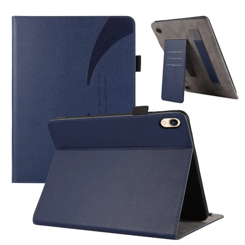 For iPad 10.2 (2021) / (2019) / 2020) Case Card Slot Protective Tablet Case PU Leather Flip Cover - Navy Blue - 1