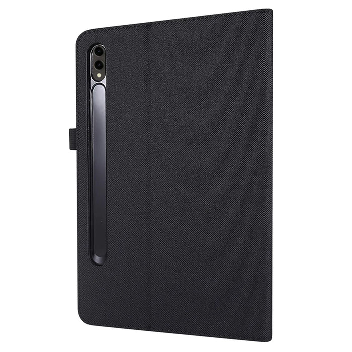 For Samsung Galaxy Tab S9 Ultra Case Cloth Texture Card Holder Tablet Stand Cover - Black - 5
