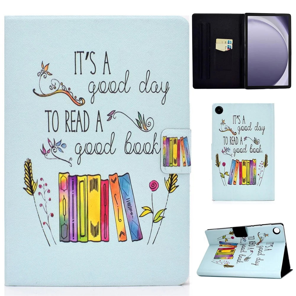 For Samsung Galaxy Tab A9+ Case Pattern Printing PU Leather Tablet Cover - Colorful Book - 1