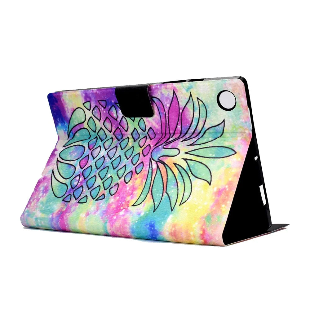 For Samsung Galaxy Tab A9 Case Card Slots PU Leather Tablet Cover - Colorful Pineapple - 4