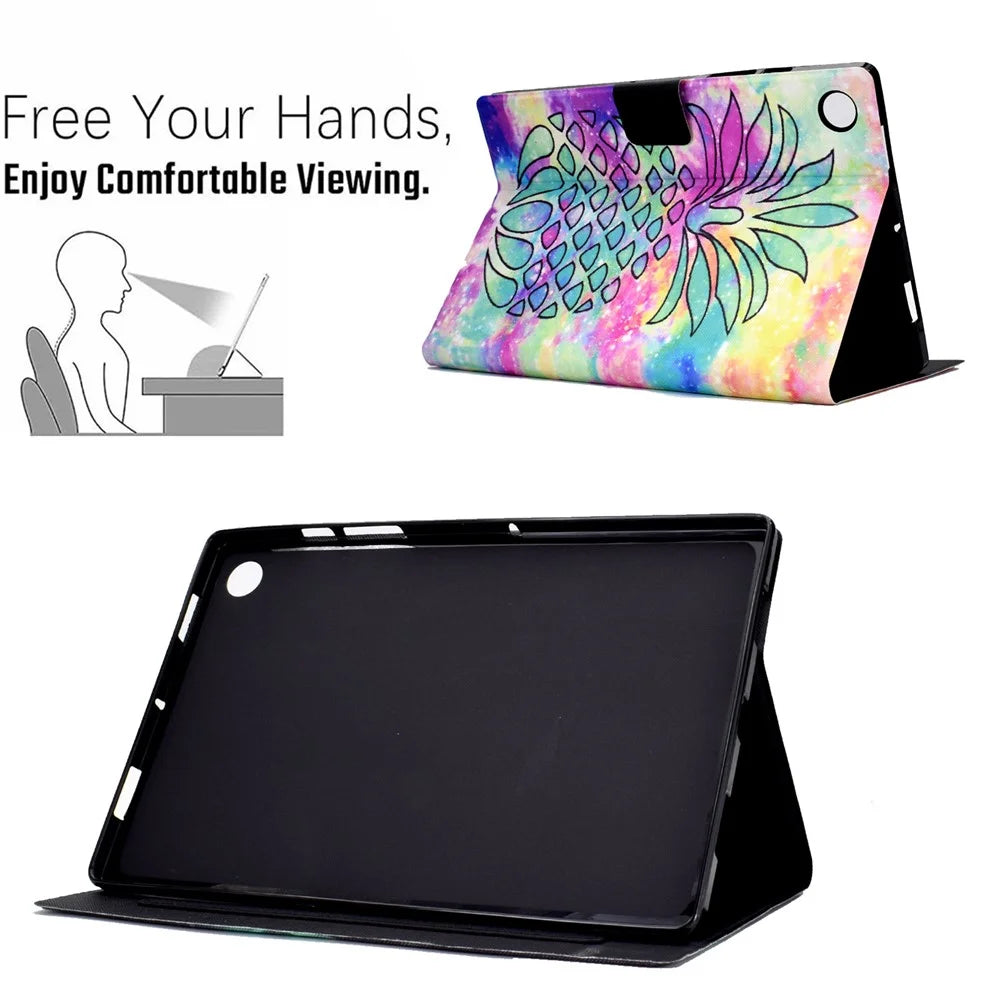 For Samsung Galaxy Tab A9 Case Card Slots PU Leather Tablet Cover - Colorful Pineapple - 6