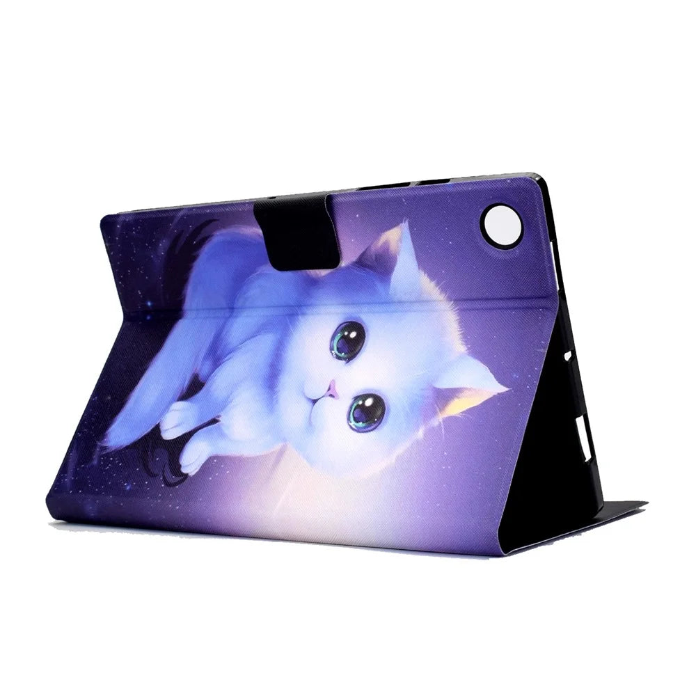 For Samsung Galaxy Tab A9+ Case Pattern Print Leather Tablet Cover with Card Slots - Cat - 4