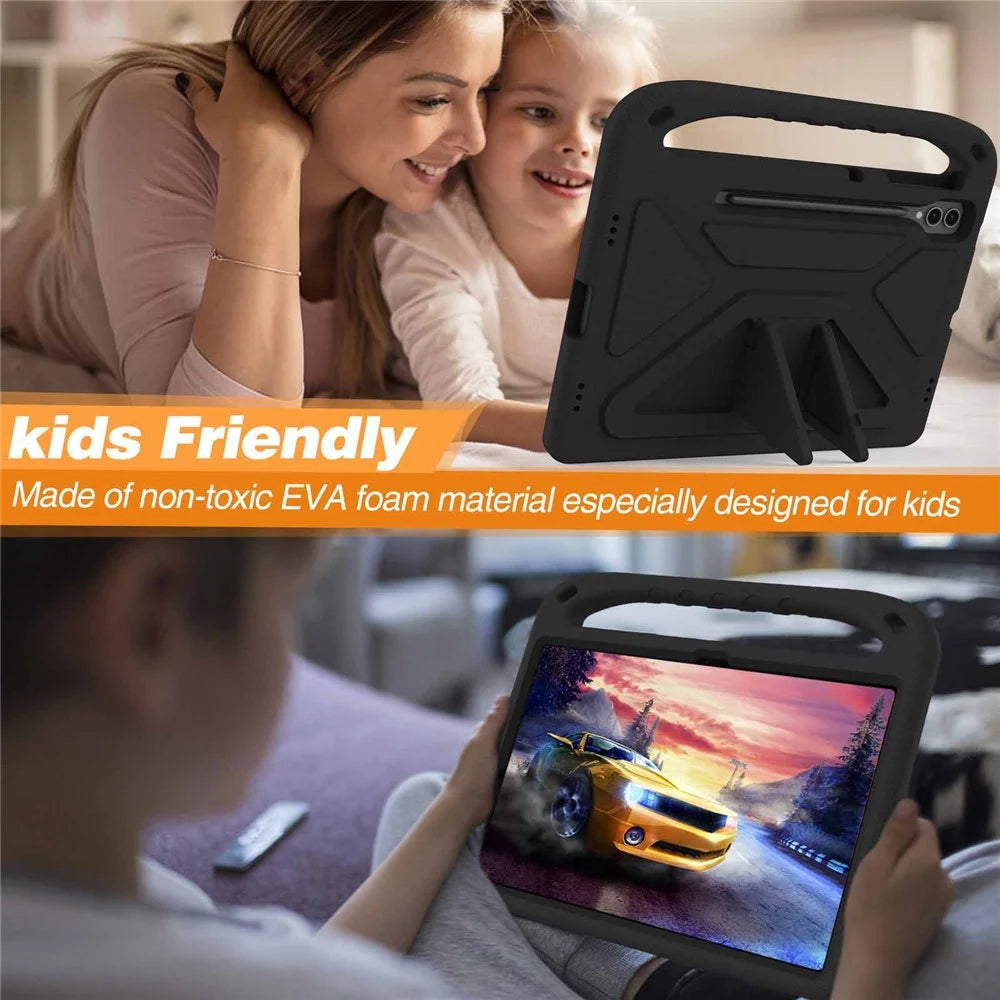 For Samsung Galaxy Tab S9 FE+ Case Hand Grip EVA Tablet Kickstand Cover - Black - 5