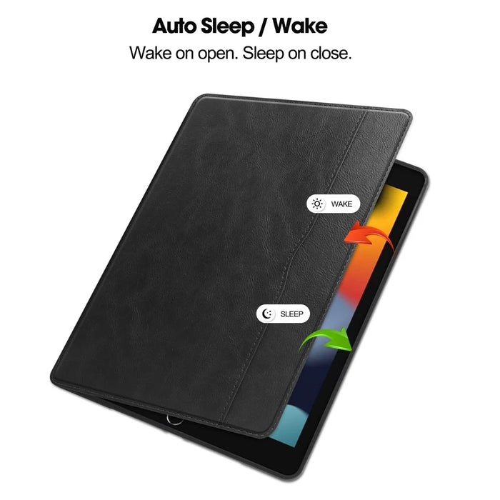 For iPad 10.2 (2019) / (2020) / (2021) Case PU Leather Stand Auto Wake / Sleep Tablet Cover with Card Holder - Black - 2