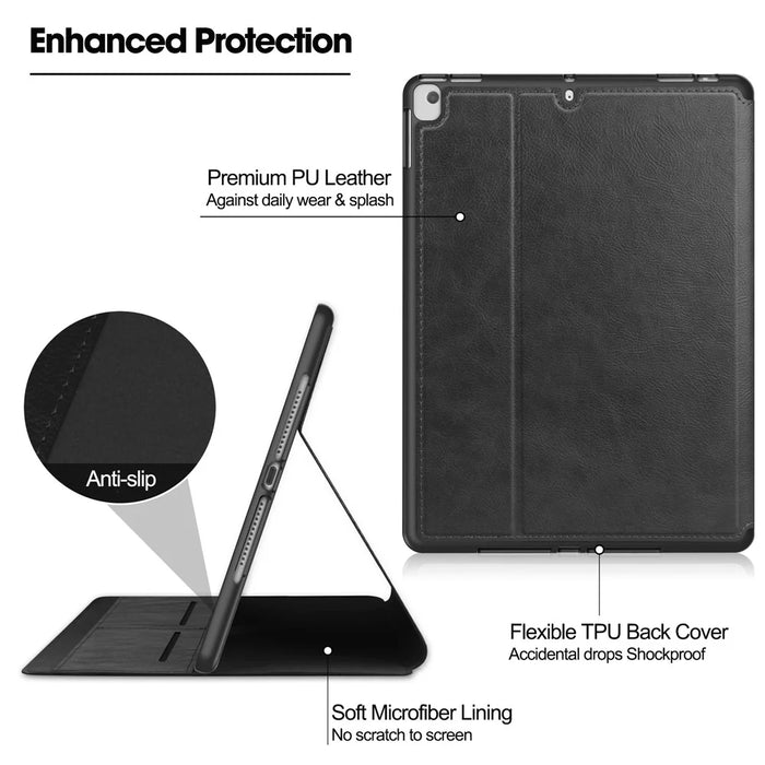 For iPad 10.2 (2019) / (2020) / (2021) Case PU Leather Stand Auto Wake / Sleep Tablet Cover with Card Holder - Black - 4