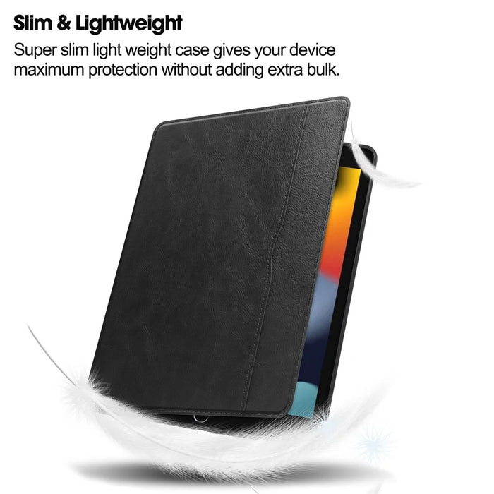 For iPad 10.2 (2019) / (2020) / (2021) Case PU Leather Stand Auto Wake / Sleep Tablet Cover with Card Holder - Black - 6
