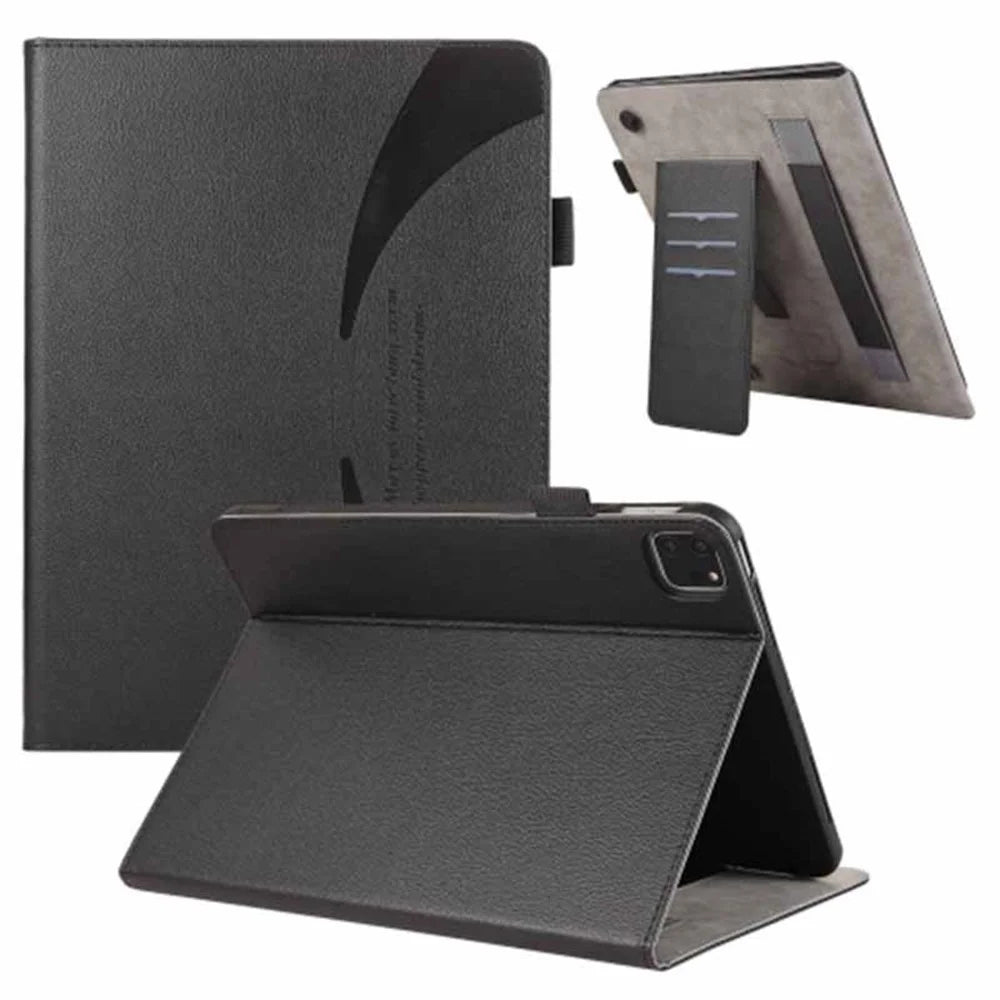For iPad Pro 12.9 (2018) / (2020) / (2021) / (2022) Case PU Leather Card Holder Tablet Cover - Black - 1