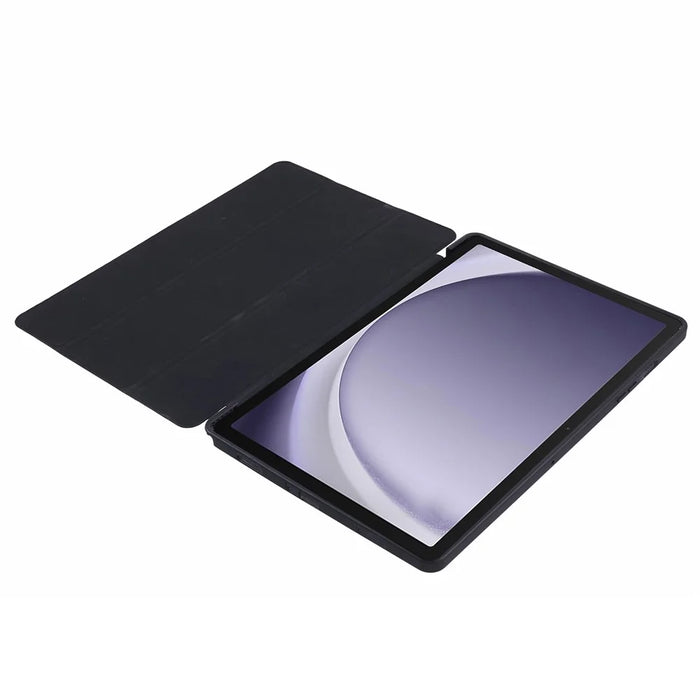 For Samsung Galaxy Tab A9+ Tri-Fold Stand Cover PU Leather Honeycomb Texture Tablet Case - Black - 2