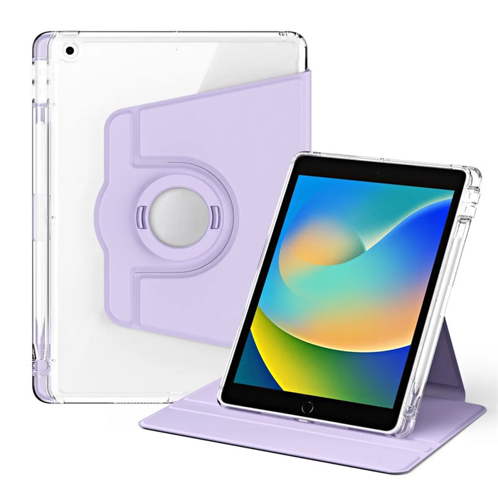 For iPad 10.2 (2021) / (2019) / (2020) Kickstand Case PU+Acrylic Detachable Tablet Cover - Purple - 1