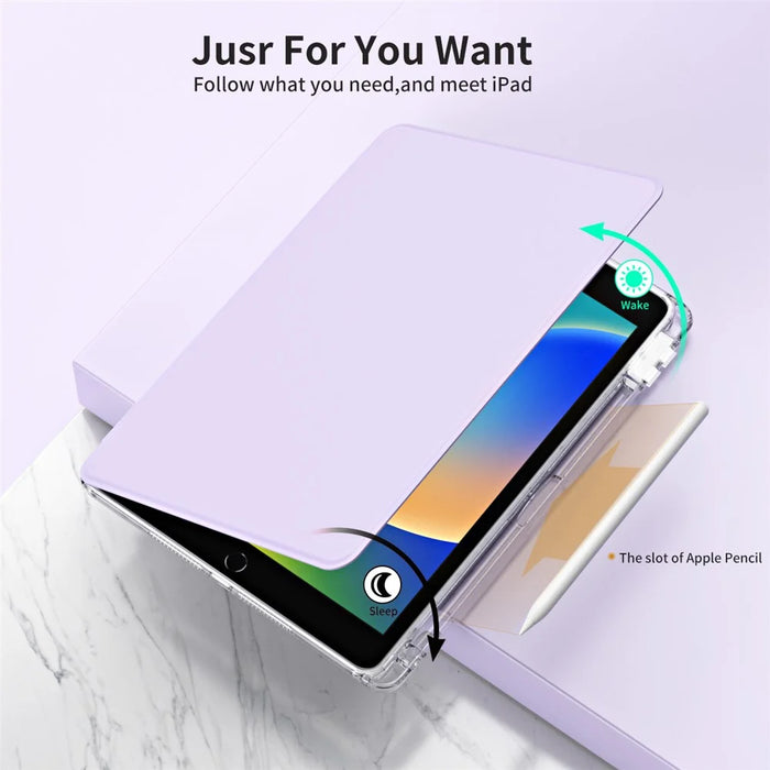 For iPad 10.2 (2021) / (2019) / (2020) Kickstand Case PU+Acrylic Detachable Tablet Cover - Purple - 2