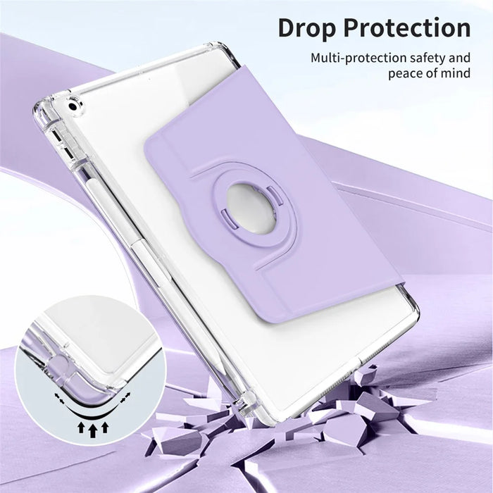 For iPad 10.2 (2021) / (2019) / (2020) Kickstand Case PU+Acrylic Detachable Tablet Cover - Purple - 4