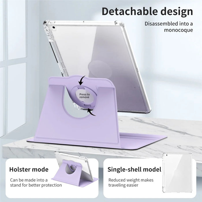 For iPad 10.2 (2021) / (2019) / (2020) Kickstand Case PU+Acrylic Detachable Tablet Cover - Purple - 5