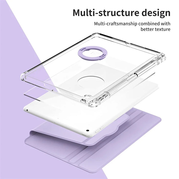 For iPad 10.2 (2021) / (2019) / (2020) Kickstand Case PU+Acrylic Detachable Tablet Cover - Purple - 6