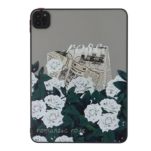 For iPad Pro 11 (2020)(2021)(2022) Case Pattern Printing PC+TPU Tablet Cover - White Rose - 1