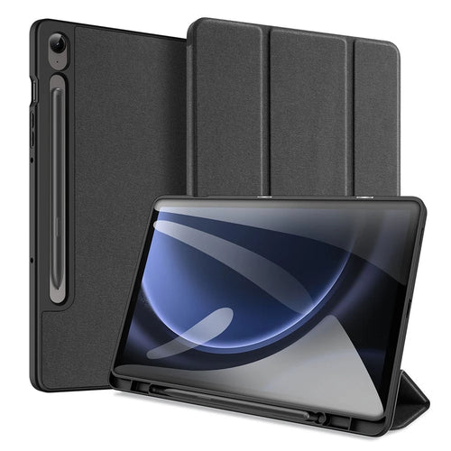 DUX DUCIS Domo Series for Samsung Galaxy Tab S10 Lite / S10 FE / Tab S9 FE Case Tri-Fold Stand Leather Smart Folio Tablet Case - Black - 1
