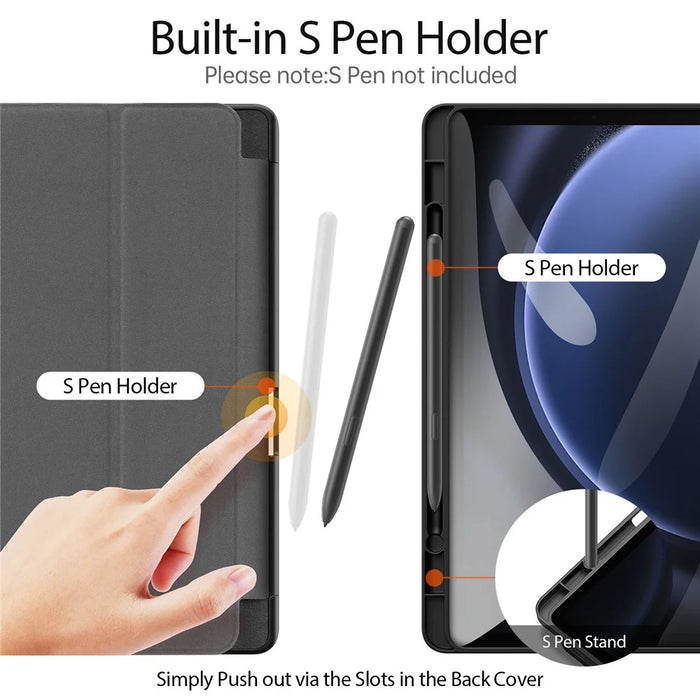 DUX DUCIS Domo Series for Samsung Galaxy Tab S10 Lite / S10 FE / Tab S9 FE Case Tri-Fold Stand Leather Smart Folio Tablet Case - Black - 2