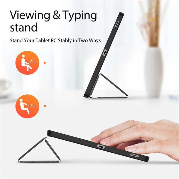 DUX DUCIS Domo Series for Samsung Galaxy Tab S9 FE+ Tri-fold Stand Case Leather Business Smart Tablet Cover - Black - 3