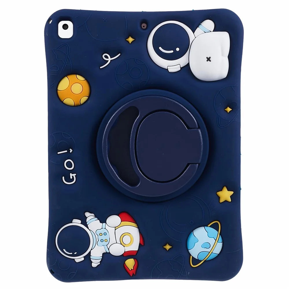 For iPad Air 10.5 inch (2019) / Pro 10.5-inch (2017) Silicone Case Astronaut Design Kickstand Tablet Cover with Strap - 4