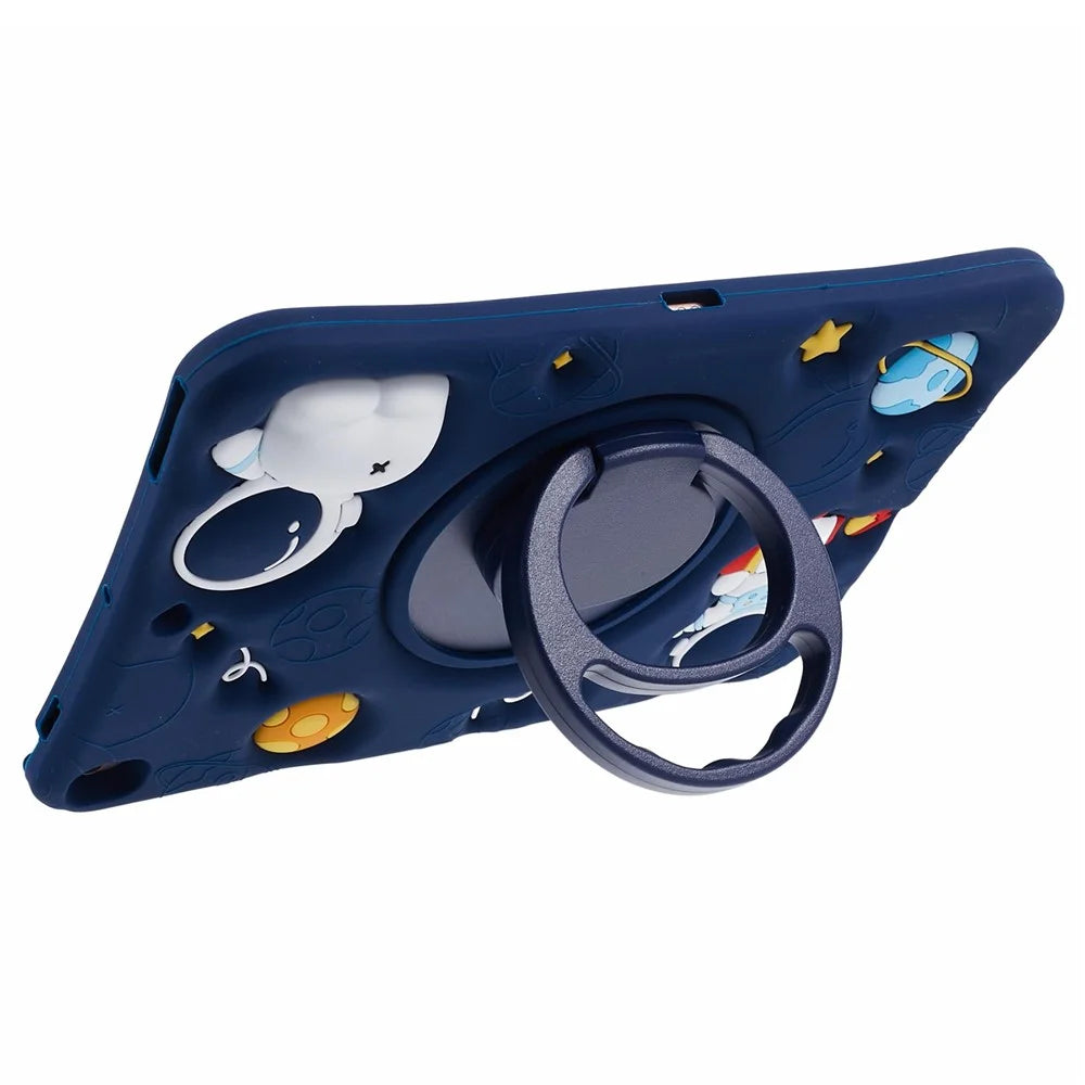 For iPad Air 10.5 inch (2019) / Pro 10.5-inch (2017) Silicone Case Astronaut Design Kickstand Tablet Cover with Strap - 5