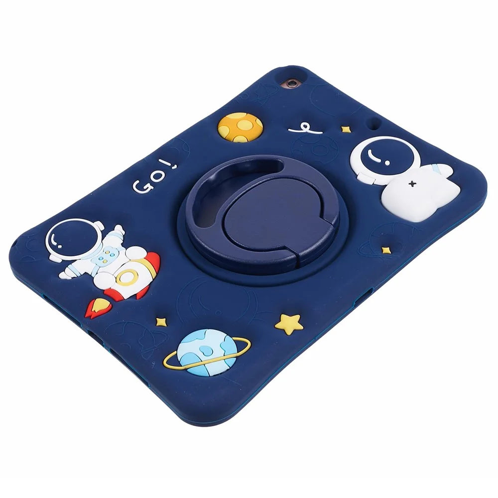 For iPad Air 10.5 inch (2019) / Pro 10.5-inch (2017) Silicone Case Astronaut Design Kickstand Tablet Cover with Strap - 6