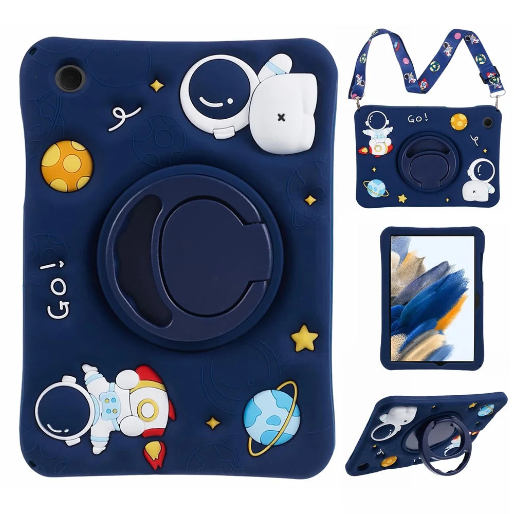 For Samsung Galaxy Tab A8 10.5 (2021) / (2022) Kickstand Case Astronaut Design Tablet Cover with Lanyard - 1