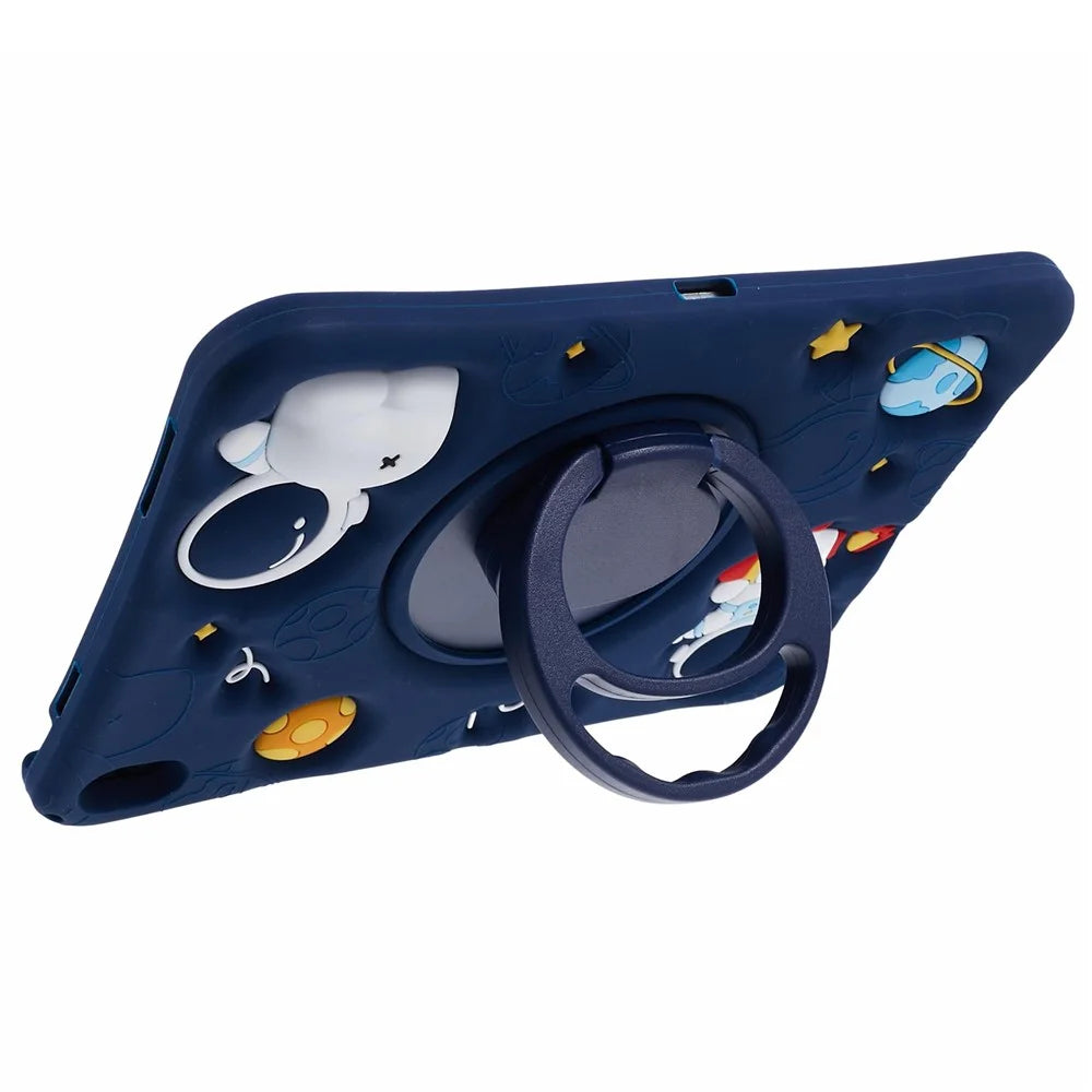 For iPad (2025) / 10.9 (2022) Kickstand Case Astronaut Design Silicone Tablet Protector with Strap - 5