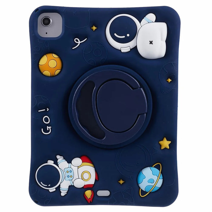 For iPad Air (2020) / (2022) Protective Kickstand Case Astronaut Design Silicone Tablet Cover with Strap - 4