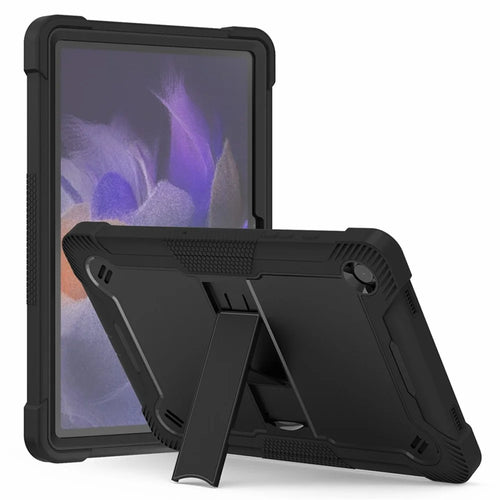 For Samsung Galaxy Tab A11+ / A9+ Kickstand Cover Protective Silicone + PC Tablet Case - Black - 1