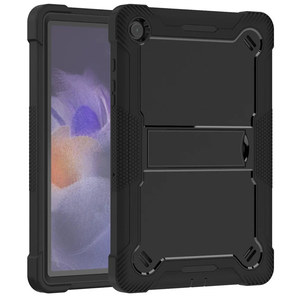 For Samsung Galaxy Tab A11+ / A9+ Kickstand Cover Protective Silicone + PC Tablet Case - Black - 2
