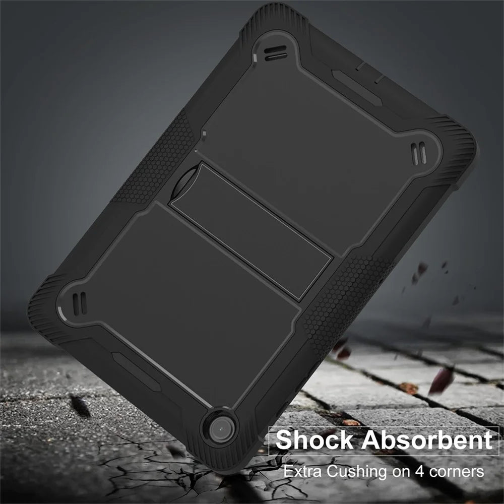 For Samsung Galaxy Tab A11+ / A9+ Kickstand Cover Protective Silicone + PC Tablet Case - Black - 5